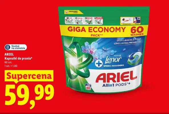 Kapsułki do prania Ariel Allin1 Pods Touch of Lenor Spring Awakening promocja w Lidl