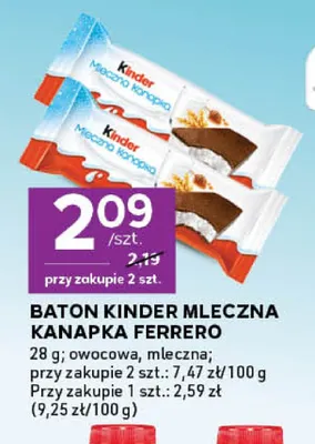 Baton Kinder Mleczna Kanapka mleczna Ferrero promocja w Stokrotka