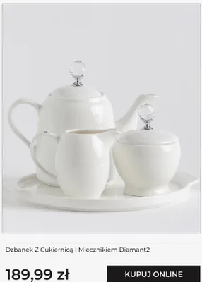 Dzbanek z cukiernicą i mlecznikiem home&you Diamant2 promocja w home&you