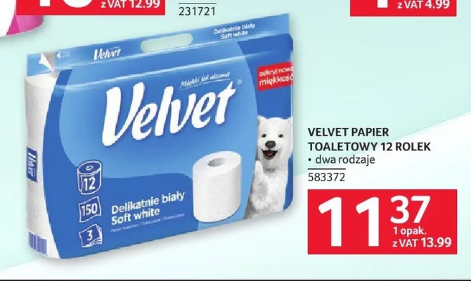Papier toaletowy Velvet Delikatnie biały Soft white promocja w Selgros