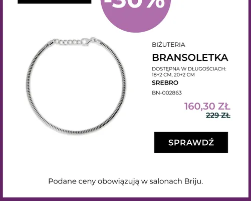 Bransoletka srebro BN-002863 promocja w Briju