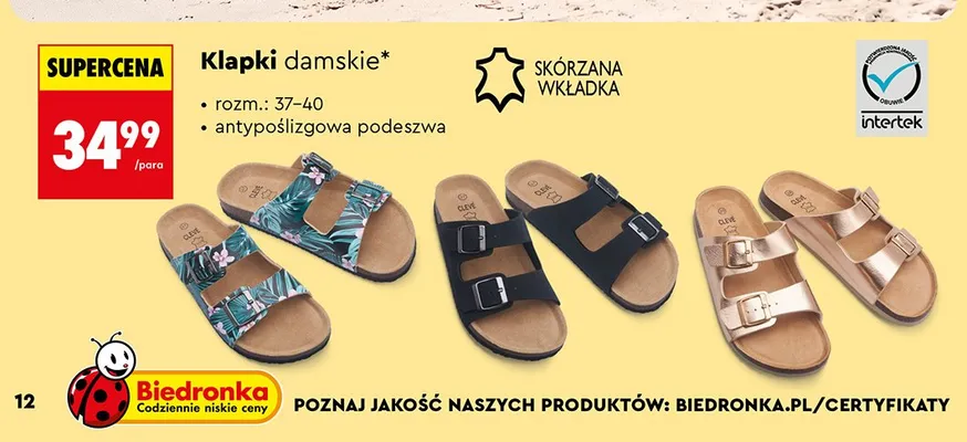 Klapki damskie Clevé promocja w Biedronka