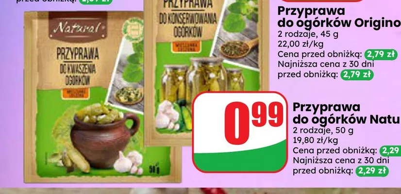 Przyprawa do kwaszenia ogórków Natural promocja w Dino