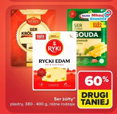 Ser żółty Królewski Sierpc plastry promocja w Carrefour