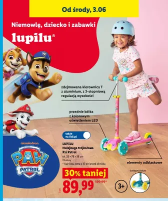 Hulajnoga trójkołowa Psi Patrol LUPILU ok. 26x76x56cm promocja w Lidl