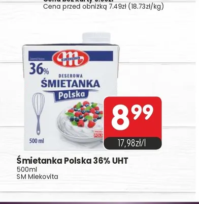 Śmietanka Polska 36% UHT Mlekovita promocja w Market Point
