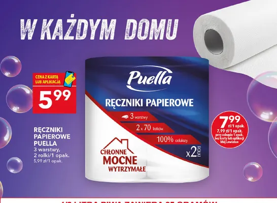 Ręczniki papierowe Puella 3 warstwy 2-pak promocja w LEWIATAN