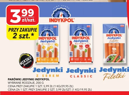 Parówki Jedynki Indykpol promocja w Top Market