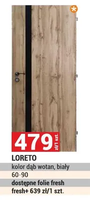 Drzwi LORETO kolor dąb wotan biały 60-90 promocja w Merkury Market