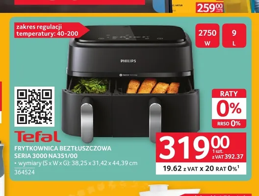 Frytownica beztłuszczowa Philips Seria 3000 NA351/00 promocja w Selgros