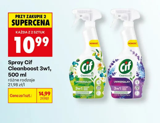 Spray Cif Cleanboost 3w1 Zielona Herbata i Eukaliptus promocja w Biedronka
