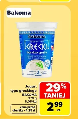 Jogurt typu greckiego Bakoma promocja w Carrefour