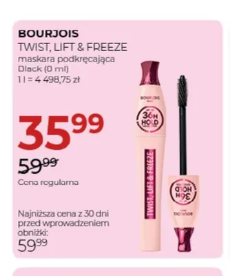 Maskara podkręcająca Twist, Lift & Freeze Black Bourjois promocja w Drogerie Jawa
