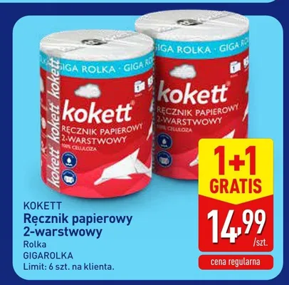 Ręcznik papierowy 2-warstwowy Kokett Gigarolka promocja w Aldi