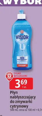 Płyn nabłyszczający do zmywarki cytrynowy Visior promocja w Leclerc