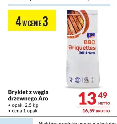 Brykiet z węgla drzewnego Aro promocja w Makro