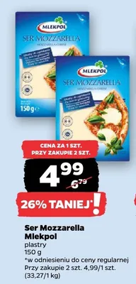 Ser Mozzarella Mlekpol plastry promocja w Netto
