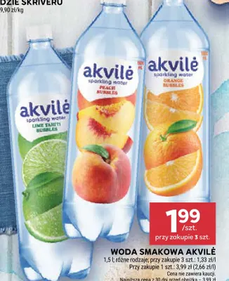 Woda smakowa Akvilė Peach Bubbles promocja w Stokrotka
