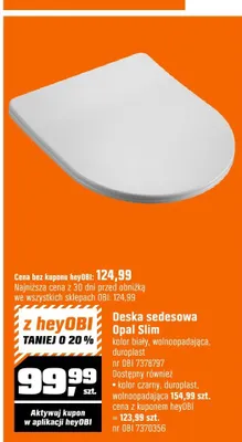 Deska sedesowa Cersanit Opal Slim kolor biały wolnoopadająca duroplast nr OBI 7378797 promocja w OBI