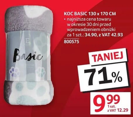 Koc Basic 130x170 cm promocja w Selgros