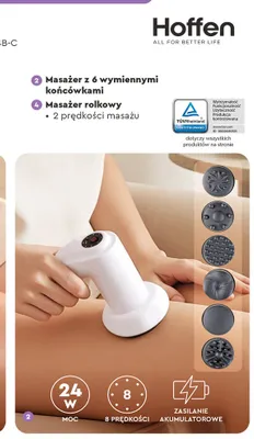 Masażer z 6 wymiennymi końcówkami Hoffen promocja w Biedronka