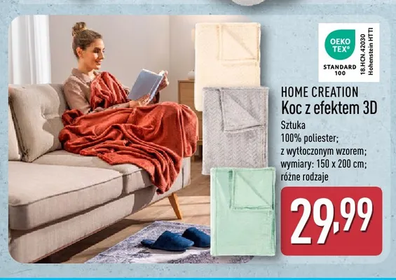 Koc z efektem 3D 150x200 cm Home Creation promocja w Aldi