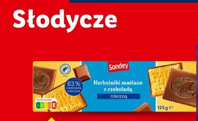 Herbatniki maślane z czekoladą mleczną Sondey promocja w Lidl