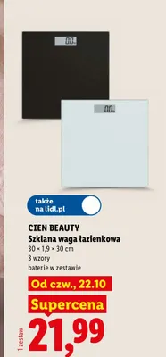 Szklana waga łazienkowa Cien Beauty 30x1,9x30 cm promocja w Lidl