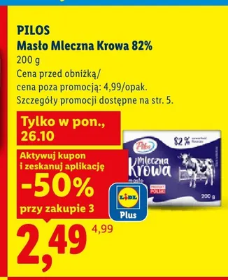 Masło Mleczna Krowa Pilos 82% promocja w Lidl
