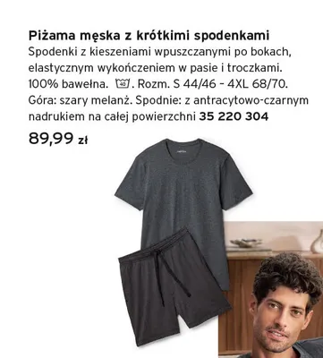 Piżama męska z krótkimi spodenkami promocja w Tchibo
