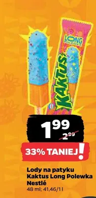 Lody na patyku Kaktus Long Polewka Nestlé promocja w Netto