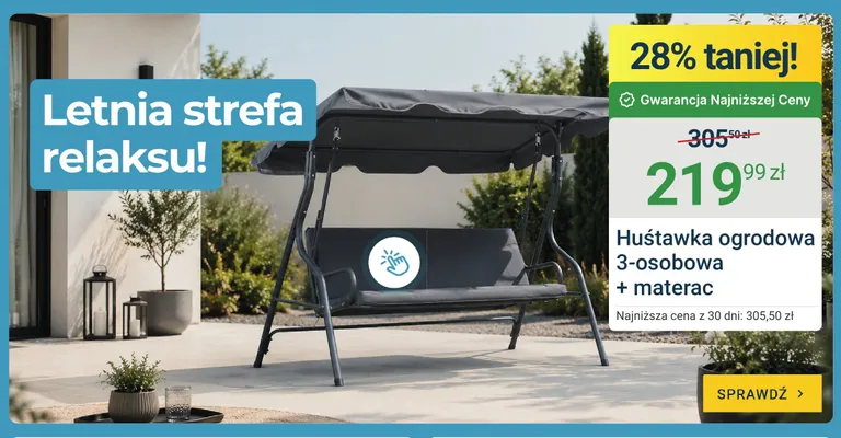 Huśtawka ogrodowa 3-osobowa + materac promocja w ERLI