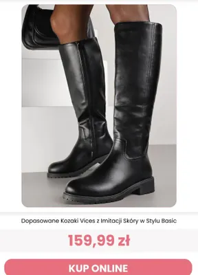 Dopasowane kozaki Vices z imitacji skóry w stylu basic promocja w Renee