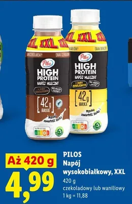 Napój mleczny wysokobiałkowy XXL waniliowy Pilos promocja w Lidl