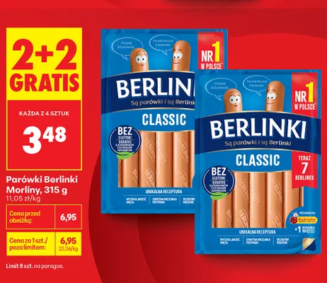 Parówki Berlinki Classic Morliny promocja w Biedronka