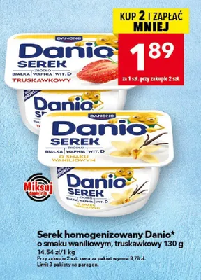 Serek homogenizowany Danio o smaku waniliowym promocja w LEWIATAN
