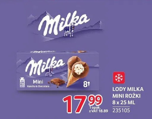 Lody Milka Mini Rożki 8x25ml promocja w Selgros