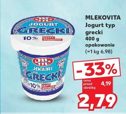 Jogurt typ grecki Mlekovita promocja w Kaufland