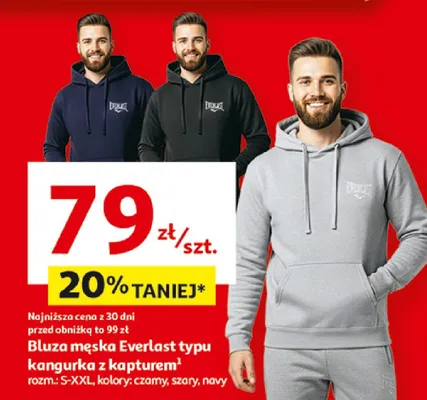 Bluza męska typu kangurka z kapturem Everlast promocja w Auchan