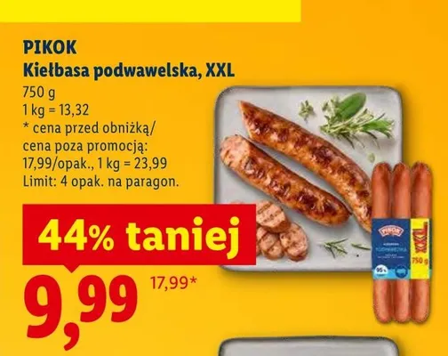 Kiełbasa podwawelska XXL PIKOK promocja w Lidl