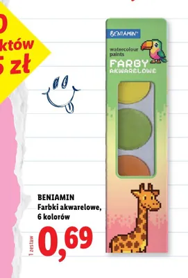 Farby akwarelowe Beniamin 6 kolorów promocja w Lidl