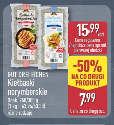 Kiełbaski norymberskie 300 g Gut Drei Eichen promocja w Aldi