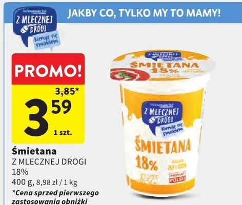 Śmietana 18% promocja w Intermarche