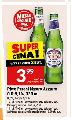 Piwo Peroni Nastro Azzurro 0,0% 330ml promocja w Twój Market