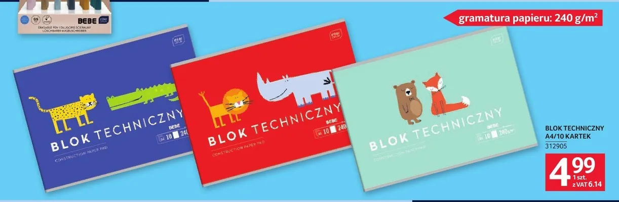 Blok techniczny A4/10 kartek Interdruk Bebe promocja w Selgros