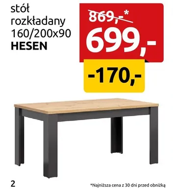 Stół rozkładany 160/200x90 Hesen promocja w Black Red White