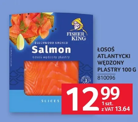 Łosoś atlantycki wędzony plastry Fisher King promocja w Selgros