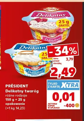 Twaróg Delikatny z rzodkiewką Président promocja w Kaufland
