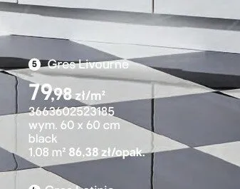 Gres Livourne black 60x60cm promocja w Castorama