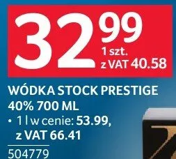 Wódka Stock Prestige 40% 504779 promocja w Selgros